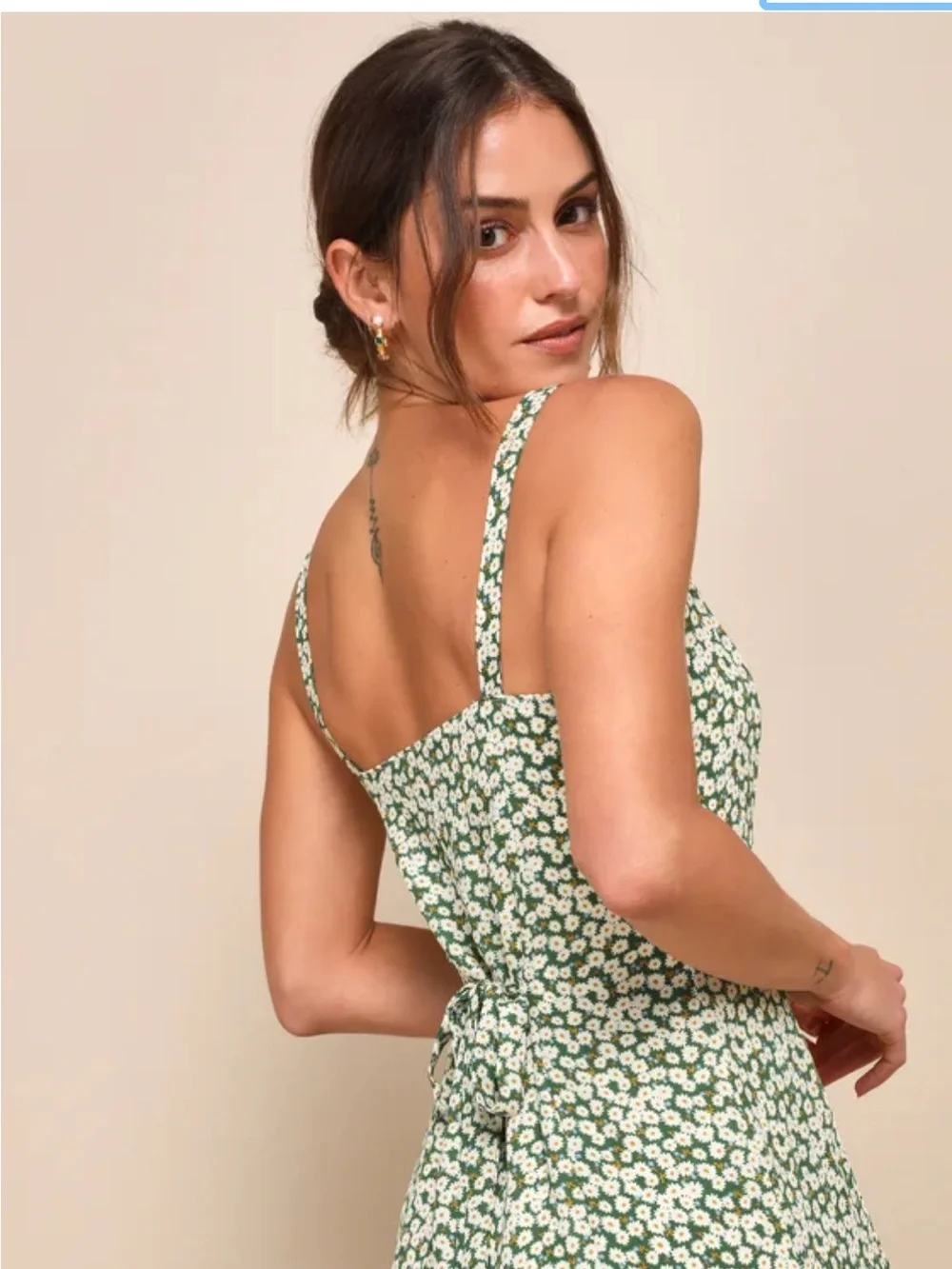 Lulus Green Floral Slip Midi Dress. Size Medium - Picture 5 of 14